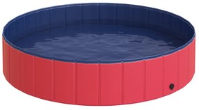 PawHut Basen dla psów brodzik do pływania kąpielowy czerwony plastik i drewno Ø140x30cm | Aosom PL