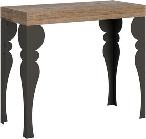 Konsola rozkładana 90x40/300 cm Paxon Dąb naturalny rama w kolorze Antracytu