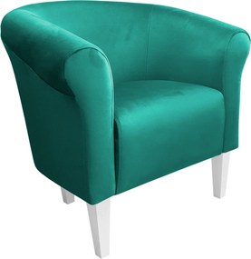 Fotel Milo tkanina Welur wygodny fotel tapicerowany do salonu i sypialni : Kolor nogi - Biała, Kolor tkaniny - VELVET - MG20, Wysokość nogi - 20 cm
