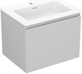 Mexen Rivel szafka łazienkowa 60 cm z umywalką Otis, 1 szuflada, ryflowana , szara mat/biała mat - 91A20-06047-1-BF62-W18M01