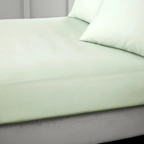 Jasnozielone prześcieradło z satyny bawełnianej z gumką 150x200 cm Cotton Sateen – Bianca