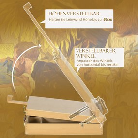 HOMCOM Sztaluga Stołowa Składana, Drewno Bukowe, 27cm x 41,5cm x 74,5cm, Naturalna