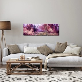 Obraz - Malarstwo pejzażowe jesienne (z zegarem) (90x30 cm)