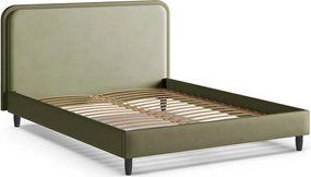 Zielone tapicerowane łóżko dwuosobowe ze stelażem 160x200 cm Aveline – Micadoni