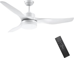 HOMCOM Wentylator sufitowy z oświetleniem LED, design 2 w 1, z timerem, pilotem, lampa sufitowa z wentylatorem, Biały