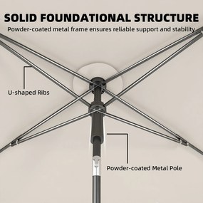 Outsunny Parasol 183 x 122 cm, wodoodporny balkonowy parasol z 3-stopniową regulacją i 8 ramionami, beżowy | Aosom PL