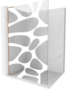 Mexen Kioto L ścianka prysznicowa Walk-in 110 x 200 cm, biały wzór, miedź szczotkowana - 800-110-103-65-97