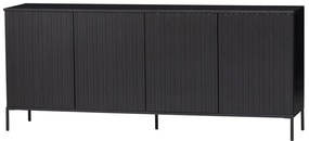 Czarna niska komoda z litego drewna sosnowego 200x85 cm Gravure – WOOOD