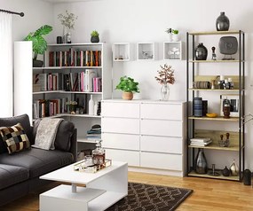 Industrialny Regał Czarny Czarny Z 6 Półkami + Dąb Artisan M4-A40