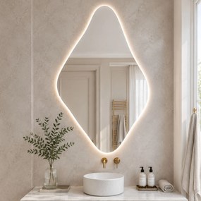 Massi Lustro dekoracyjne z podświetleniem FLOW Karo LED | Różne rozmiary | Różne kolory : Kolor tafli szkła - Grafit, Rozmiar - 80 x 128 cm