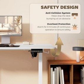 Vinsetto Biurko Stojące Regulowane Elektrycznie, 140 x 70 x 116 cm, Białe