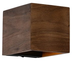 Rustykalna lampa ścienna z drewna orzechowego - Transfer