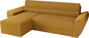 Rozkładana obustronna sofa narożna do L TAVERO 251x140 cm, musztardowa