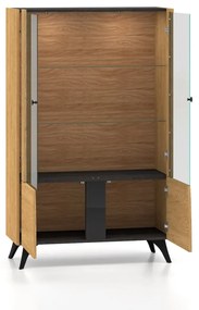 Witryna niska HESTIA 2W2D 95cm dąb/czarna ML MEBLE