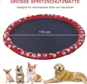 PawHut Basen dla psów, Plac Zabaw Wodny, antypoślizgowy, wytrzymały, przyjazny dla zwierząt, Ø170 cm, Czerwony