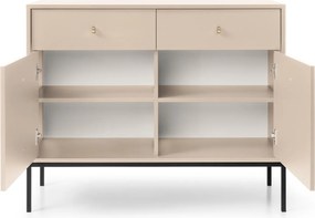 Komoda do salonu z szafkami i szufladami MKSZ104 beżowa/czarne nóżki