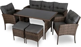 Zestaw Mebli Ogrodowych ATLANTA Brązowy Sofa Pufy Stolik Tarasowy Technorattan Nowoczesny