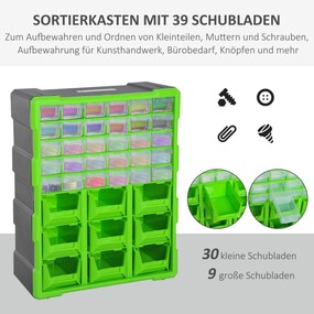 Durhand Skrzynka na drobne elementy 39 szuflad Organizacja warsztatu Zielony | Aosom PL