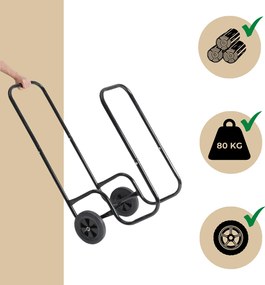 Wózek na drewno opałowe AUREL, 56x45x105cm, czarna Gardebruk