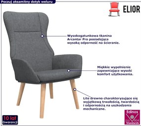 Ciemnoszary tapicerowany fotel wypoczynkowy H3-M80