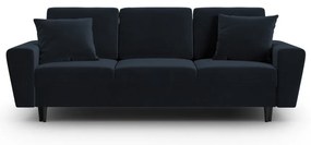 Ciemnoniebieska aksamitna rozkładana/ze schowkiem sofa 235 cm Kyoto – Cosmopolitan Design