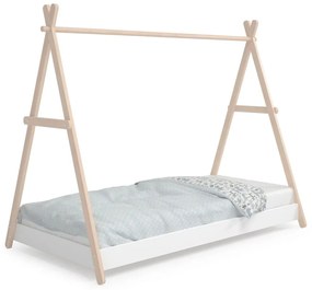 Białe łóżko dziecięce w kształcie domku z drewna sosnowego 90x200 cm Trufa – Marckeric