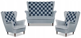 Zestaw uszak CAROL DUO sofa fotele Family Meble szaro - granatowy