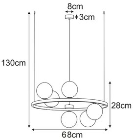 Lampa okrąg ze szklanymi kloszami grafitowa P5-L89
