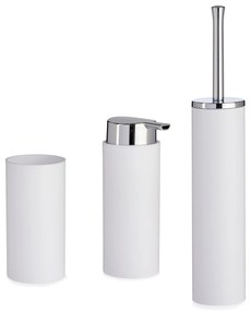 Plastikowe akcesoria do łazienki ze srebrnymi uchwytami, 3 elementy