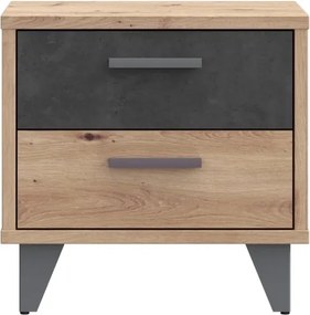 Szafka nocna z szufladami Raven 021, dąb artisan/beton