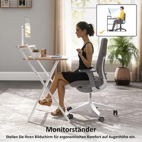 HOMCOM Biurko z podstawką pod monitor, 70 cm składane biurko komputerowe do home office, małe pomieszczenia, naturalne | Aosom PL