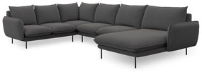 Ciemnoszara sofa w kształcie litery U Cosmopolitan Design Vienna, lewostronna