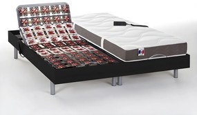 Zestaw relaksacyjny w całości z płytek 100% lateksu 5-strefowy JUPITER marki  Ysmée - Czarny - 2x90x200cm - silniki OKIN