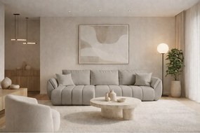 Narożnik z funkcją spania i pojemnikiem TOKYO PREMIUM, tkanina Wind, Piaskowoszary, Lewy