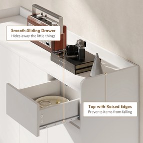 HOMCOM Szafka na buty z bezuchwytowym designem, 4 drzwi, 4 regulowane półki, wolnostojący regał na buty z 5 drewnianymi nogami, drewno, Biały