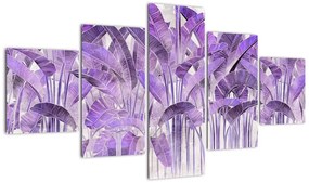 Obraz - Fioletowe liście w gipsie (125x70 cm)