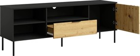 Szafka RTV stojąca MERIDIAN 160 cm do Salonu pod Telewizor 1 Szuflada - Czarny