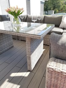 Rattanowy zestaw jadalniany zmienny SEVILLA dla 6 osób (szary)