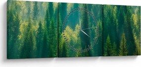 Obraz - Las sosnowy (z zegarem) (90x30 cm)