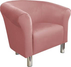 Fotel Milo tkanina Welur wygodny fotel tapicerowany do salonu i sypialni : Kolor nogi - Chrom, Kolor tkaniny - VELVET - MG58, Wysokość nogi - 15 cm