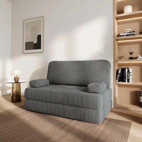 Masseno Sofa piankowa KESTE z funkcją spania, Kanapa z pianki do salonu, Bezmontażowa, Tkanina bucle – Szary QUELLE 92