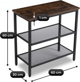 Stolik Kawowy CARTER 60 cm Dąb Rustykalny/Czarny Nowoczesny Loft