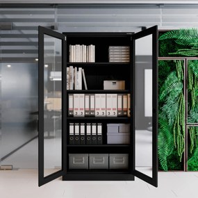 Szafa przeszkolona AMELIA 900 x 1850 x 400 mm, czarna