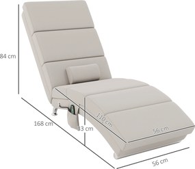 HOMCOM Fotel Relaksacyjny Elektryczny z Funkcją Masażu, Podgrzewaniem, Wibracjami i Poduszką Lędźwiową, 56 x 168 x 84 cm, Kremowy | Aosom PL