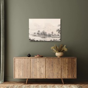 Obraz na szkle - Rysunek krajobrazu w stylu vintage (70x50 cm)