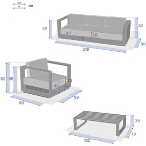 Komplet aluminiowy dla 7 osób MADRID(antracyt)
