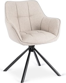 Zestaw Stół Rozkładany VERONA 160-240 cm Dąb/Czarny i 4 Krzesła PEONY 2 Beżowe