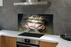 Szklany Panel Portret Kobiety o Błękitnych Oczach