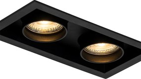 Zestaw 6 nowoczesnych reflektorów wpuszczanych czarnych z regulacją, 2-punktowe - Roof