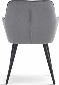 Krzesło jadalniane VARSI VELVET z czarnymi nogami, szare